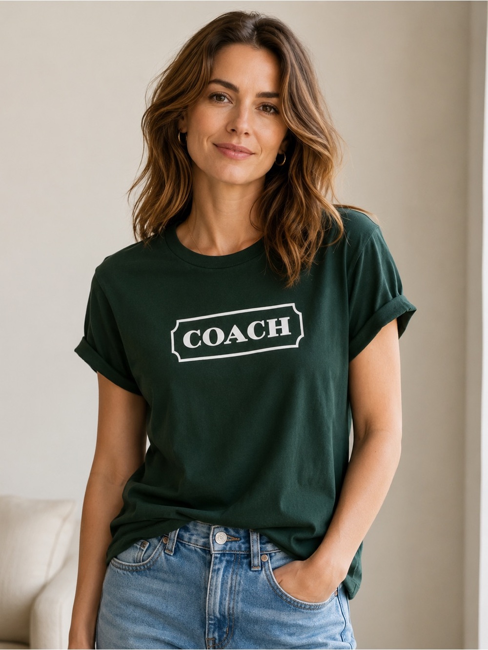 Coach Dark Green Logo Short Sleeve Tee